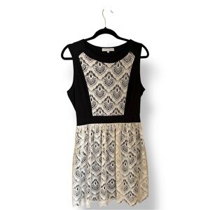 Black and Cream Lace Dress
